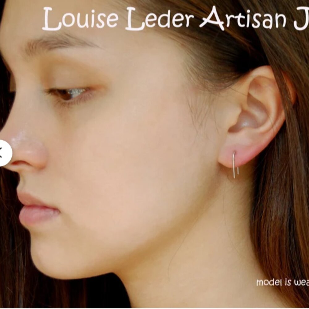 LouiseLeder Open Hoop Earrings 14K Solid Gold Earrings Minimalist Gold Earrings